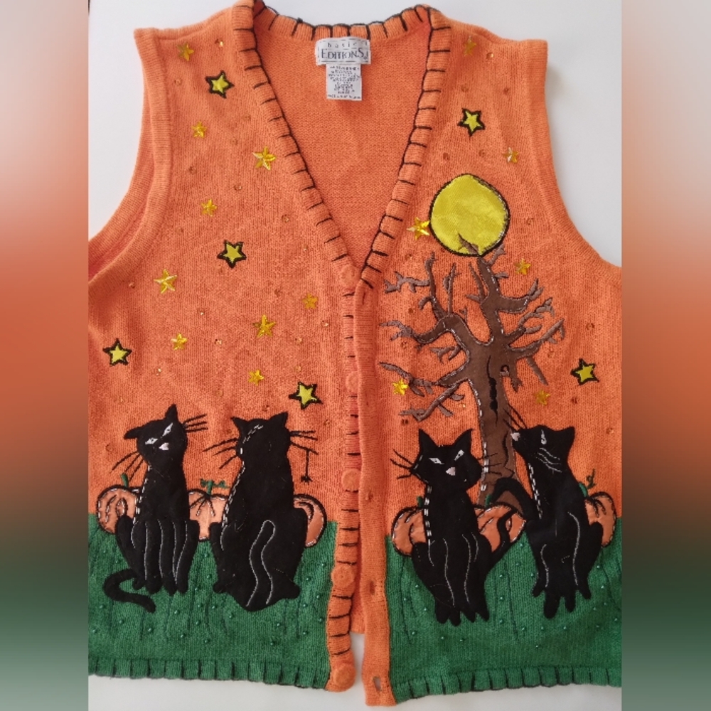 Vintage Basic Editions Cat Halloween vest